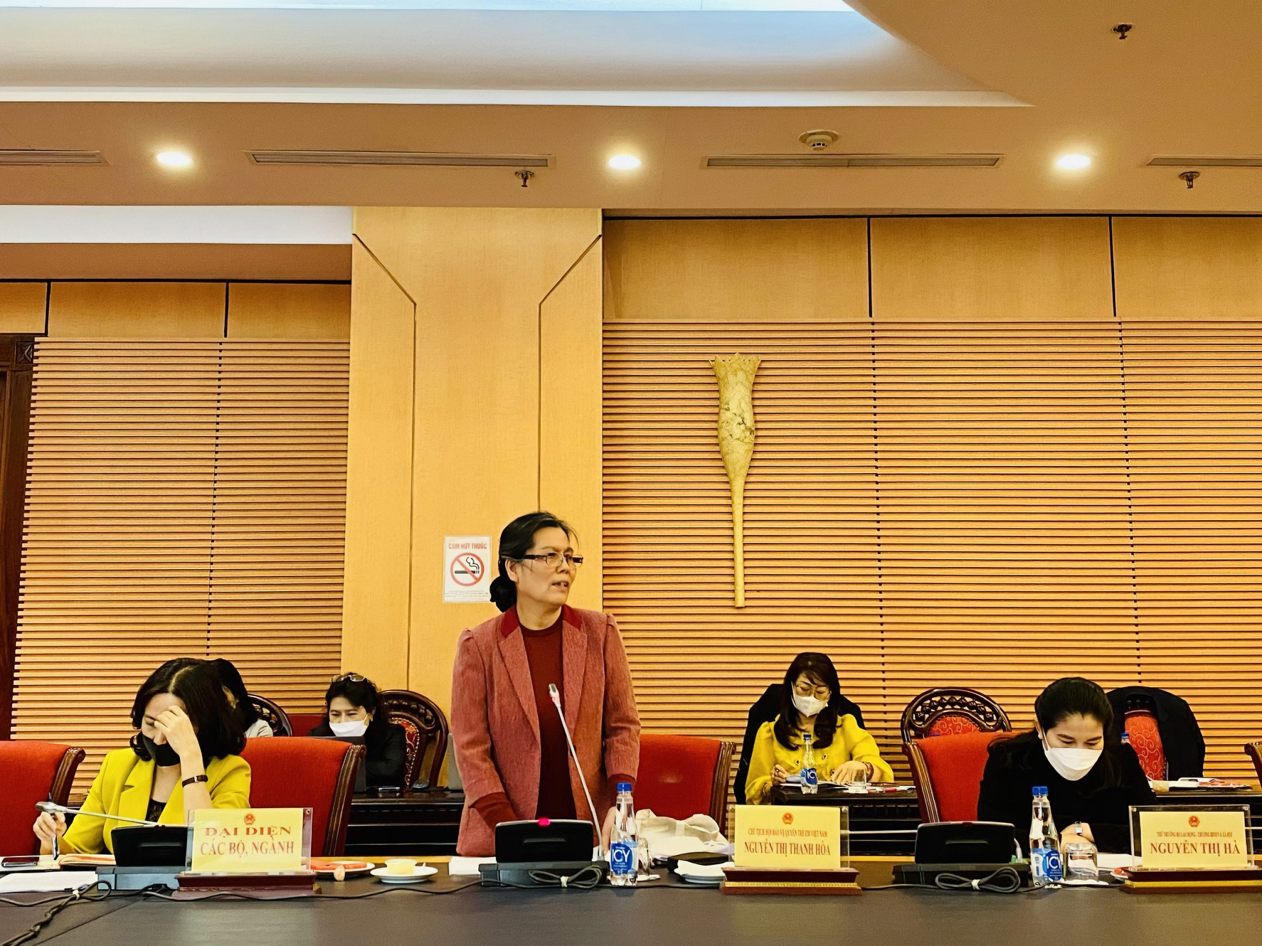 Chủ tịch Nguyễn Thị Thanh Hòa phát biểu tại hội thảo góp ý dự thảo Luật Phòng, chống bạo lực gia đình (sửa đổi) tại Ủy ban Xã hội của Quốc hội năm 2022